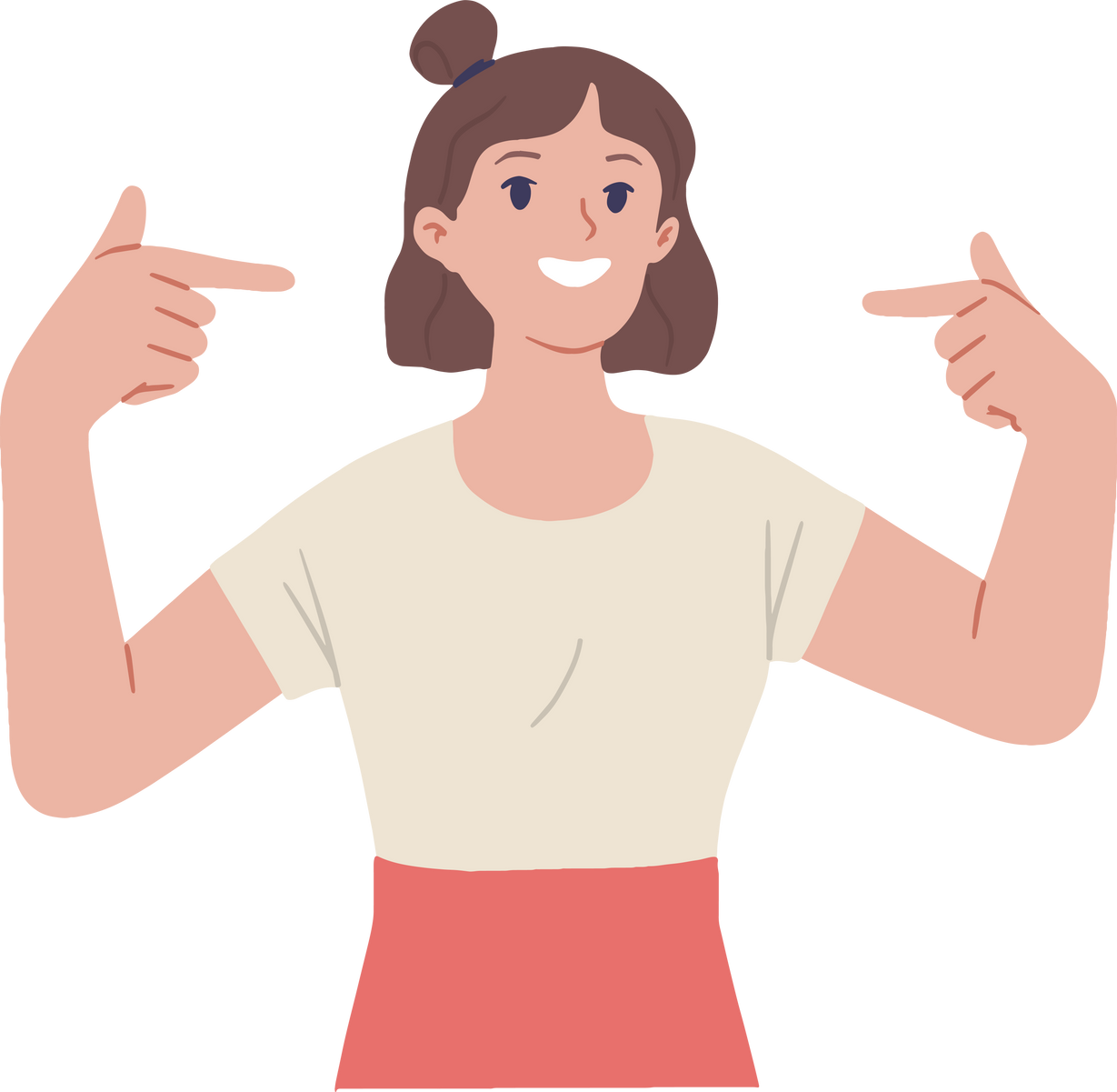 Woman pointing herself proud happy confident gesture